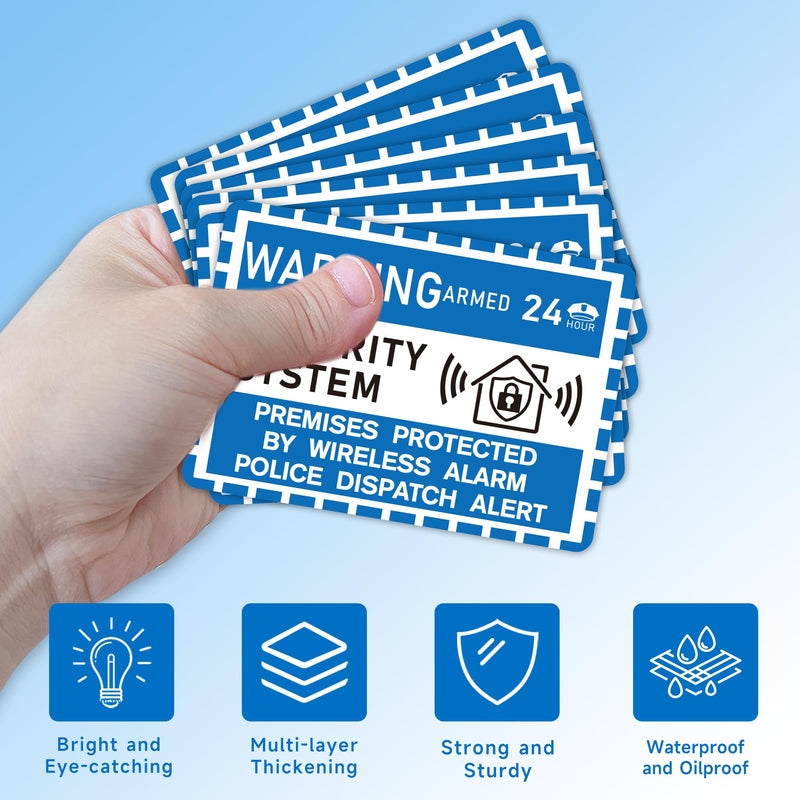 6PCS Security Alarm System Sign for Home, Self-Adhesive Weatherproof 24 Hours Warning Sticker, Safety Protection System for House Doors and Windows, Business Indoor & Outdoor Use 3.9''x2.8'' Security System Warning Small