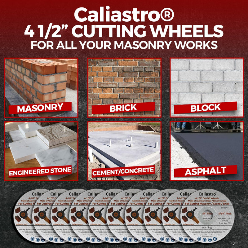 [Australia - AusPower] - 10 Pack – 4 1/2 Cut Off Wheel Concrete Grinding Wheel for Cutting Masonry Stone Brick Block - Compatible with All 4 1/2 inch Angle Grinder - Caliastro 