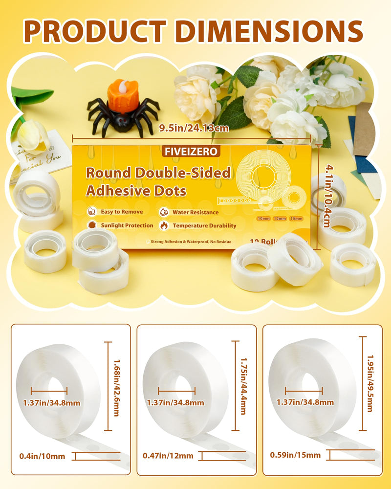 [Australia - AusPower] - FIVEIZERO Double Sided Adhesive Dots - 1000pcs Mixed Size (0.4"、0.47"、0.59") Double Sided Balloon Tape, Heavy Duty Balloon Craft Dots, Clear Glue Points Dots for Balloons, Crafts, Wedding Decorations Mix-New 