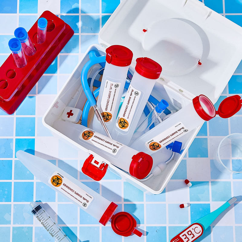 [Australia - AusPower] - Fabbay 12 Pcs Travel Sharps Container Disposal Transportable Sharps with Locking Mechanism Needle Disposal Containers Small Sharps Container Single Use Transportable Container, 6.5 x 1.38 Inches 