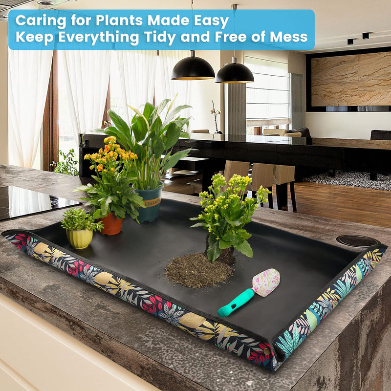Onlysuki 2 PCS 43.5" x 29.5" Extra Large Repotting Mat for Indoor Plants Transplanting and Dirt Control Plant Gift for Plant Lovers Extra Large 43.5" X 29.5" 2pcs Colorful Leaf Print