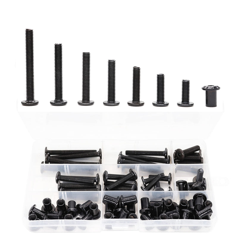 [Australia - AusPower] - Black M6 Hex Drive Socket Cap Bolts Kit, binifiMux 35-Set Allen Head Countsunk Furniture Crib Bolts Nuts Kit, M6x15mm/ 20mm/ 25mm/ 30mm/ 35mm/ 40mm/ 50mm 15mm/20mm/25mm/30mm/35mm/40mm/50mm 70pcs 