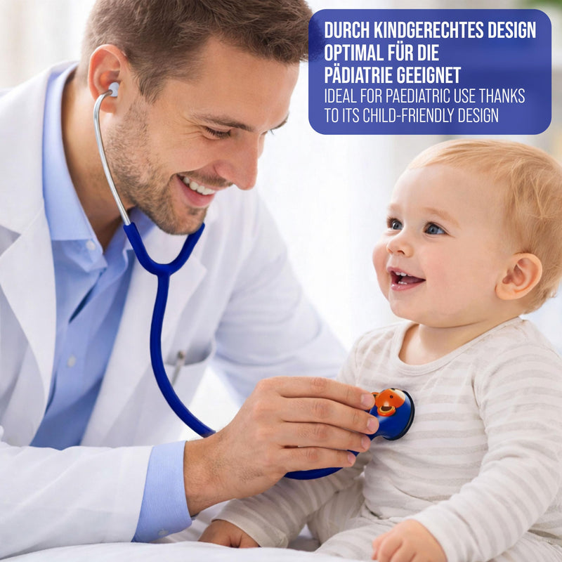 Pulox CSC-10 Kids Stethoscope with 5 Animal Pins - Single Head Doctor Stethoscope for Pediatrics in Royal Blue | Professional single-head doctor stethoscope for pediatrics, child-friendly design with interchangeable animal motifs