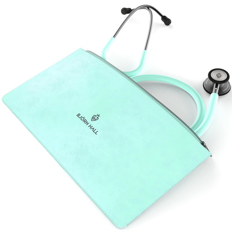[Australia - AusPower] - Matte Black Turquoise Stethoscope & Case | Adult Dual Head Classic Chestpiece | Lightweight Design 5.9oz | Length 26in | Perfect for CMA Cardiac Med Student Nurse | Mint Teal Tubing MBGT Matte Black - Turquoise Stainless Steel 