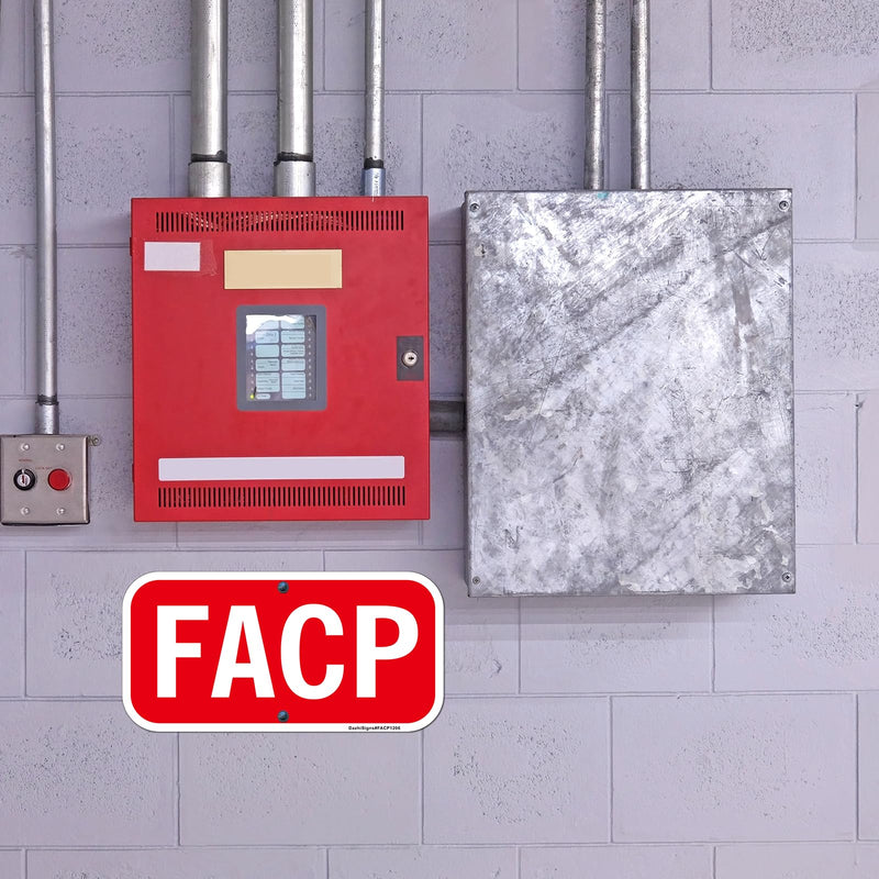 FACP Sign, Fire Alarm Control Panel Sign, 2Pack -12"x6" Rust Free Reflective Aluminum FACP Signs, Fade Resistant, UV Protected, Easy to Mount