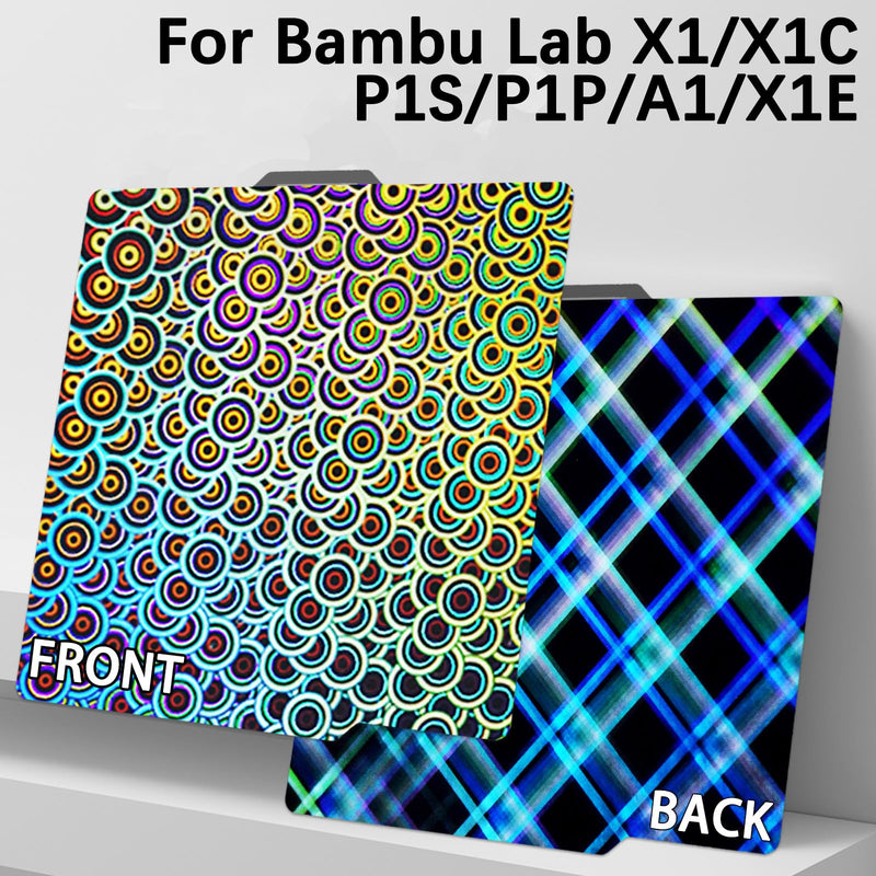 [Australia - AusPower] - New Upgraded H1H Build Plate for Bambu Lab A1/X1C/X1/X1E/P1P/P1S 3D Printer, Smooth Kaleidoscope+Smooth Skynet Spring Steel Plate Flexible Plate 257x257mm for Bambu 3D Printers H5H(Kaleidoscope+Skynet) Lab X1/X1C/X1E/P1P/P1S/A1 