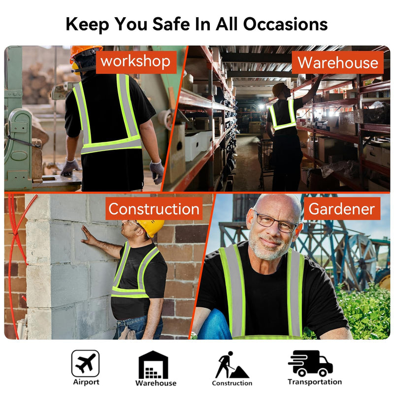 ProtectX High Visibility Shirts Short Sleeve Reflective Hi Vis Safety Shirts for Men and Women Construction Shirts 2 Pack Black Short Medium