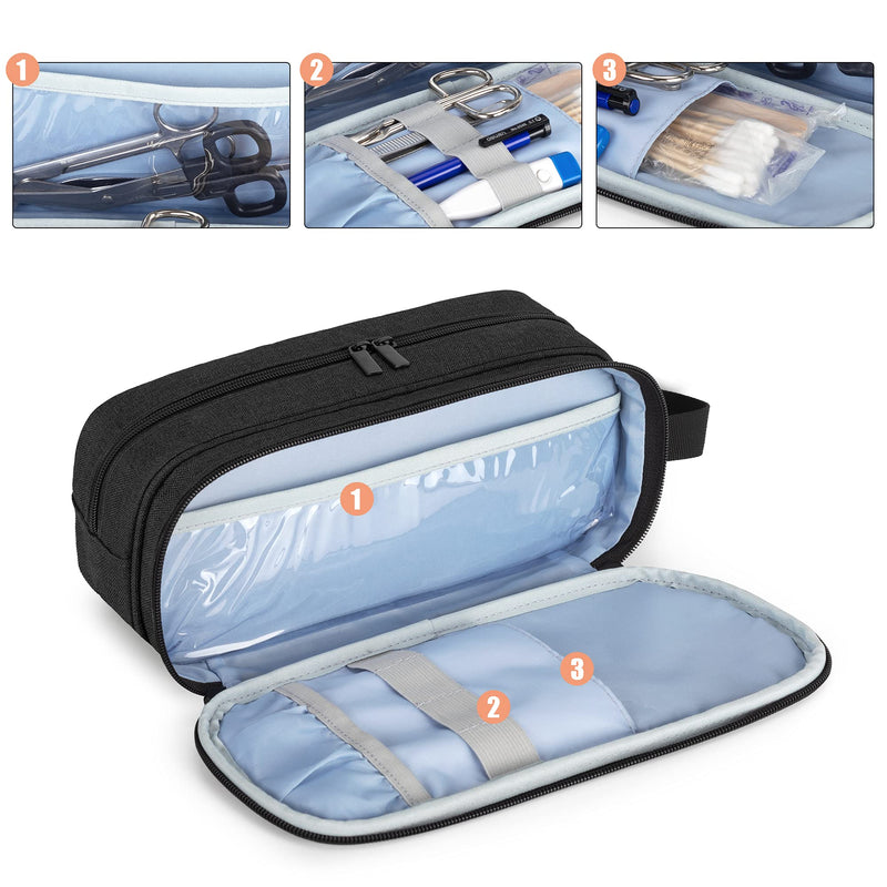 [Australia - AusPower] - Trunab Stethoscope Carrying Case Hold 2 Stethoscopes or BP Cuffs, Compatible with 3M Littmann/MDF/ADC, Medical Case with Extra Pocket for Nurse Accessories, Essentials for Nurses, Doctors, Black 
