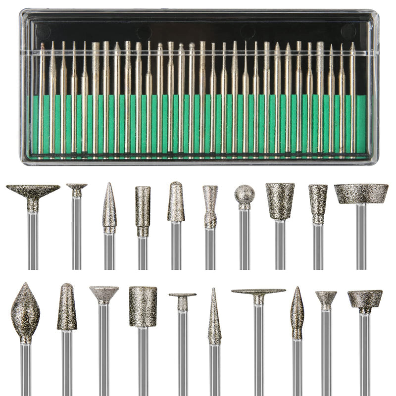[Australia - AusPower] - Stone Carving Set Diamond Burr Bits Compatible with Dremel, 50PCS Polishing Kits Rotary Tools Accessories with 1/8 Shank for Carving, Engraving, Grinding, Stone, Rocks, Jewelry, Glass, Ceramics 50Pcs 1/8'' Shank 