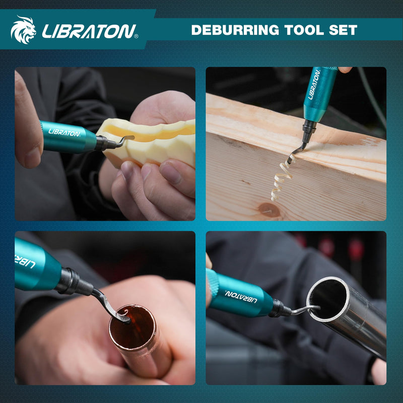 [Australia - AusPower] - LIBRATON Deburring Tool, Countersink Hand Reamers, with 10 HSS Blades, 360 Degree Swivel Hand Debur Tool for Metal, Resin, PVC, Copper, Plastic, 3D Printing, Wood, Deburring & Chamfering Reamer Tool 