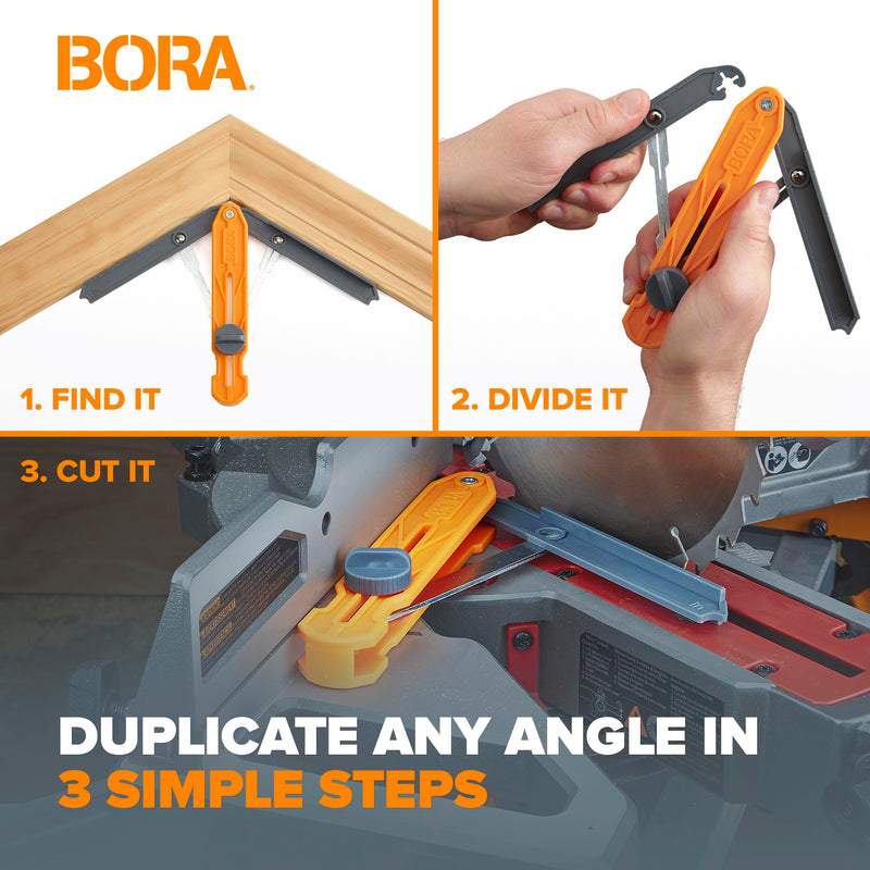 [Australia - AusPower] - BORA MiteriX Compact Angle Finder Tool Gauge, Duplicates & Splits in Half for Precise Transfer to Miter Saw, Easy Corner and Angle Measuring & Duplicating - 530402 