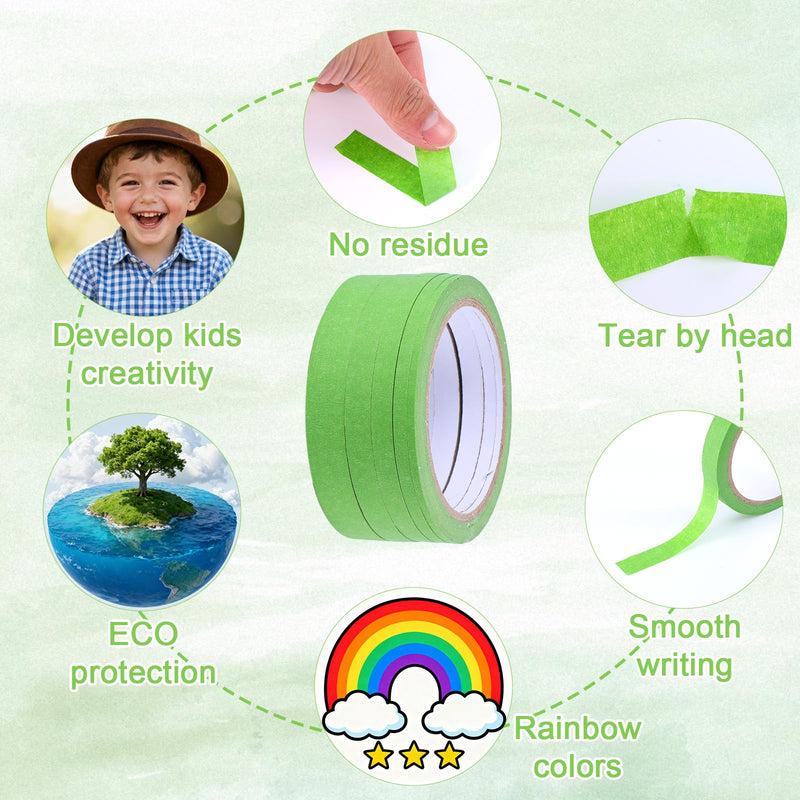 5 Rolls Pinstripe Tape, 5 Sizes Green Masking Tape 1/8, 1/5, 1/3, 2/5, 3/5 Inch Wide Fineline Masking Tapes Thin Painters Masking Automotive Tape for DIY Paint Art Crafts