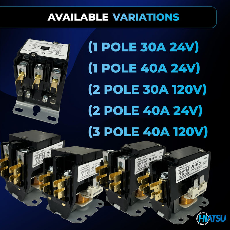 [Australia - AusPower] - HVAC Motor Contactor 1 Pole FLA 40 Amp Coil 24VAC Air Conditioner Definite Purpose Contactor Replacement Relays, A/C, Heat Pump, Refrigeration Systems (1 Pole 40A 24V) 1P 40A 24V 