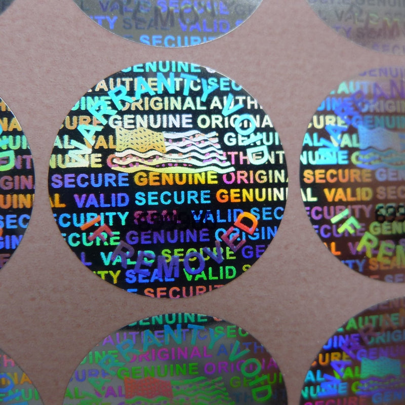 Brand - 13 mm - 1/2 inch 500 Round Bright Silver Hologram Sequentially Numbered Tamper Evident Security Labels/Stickers