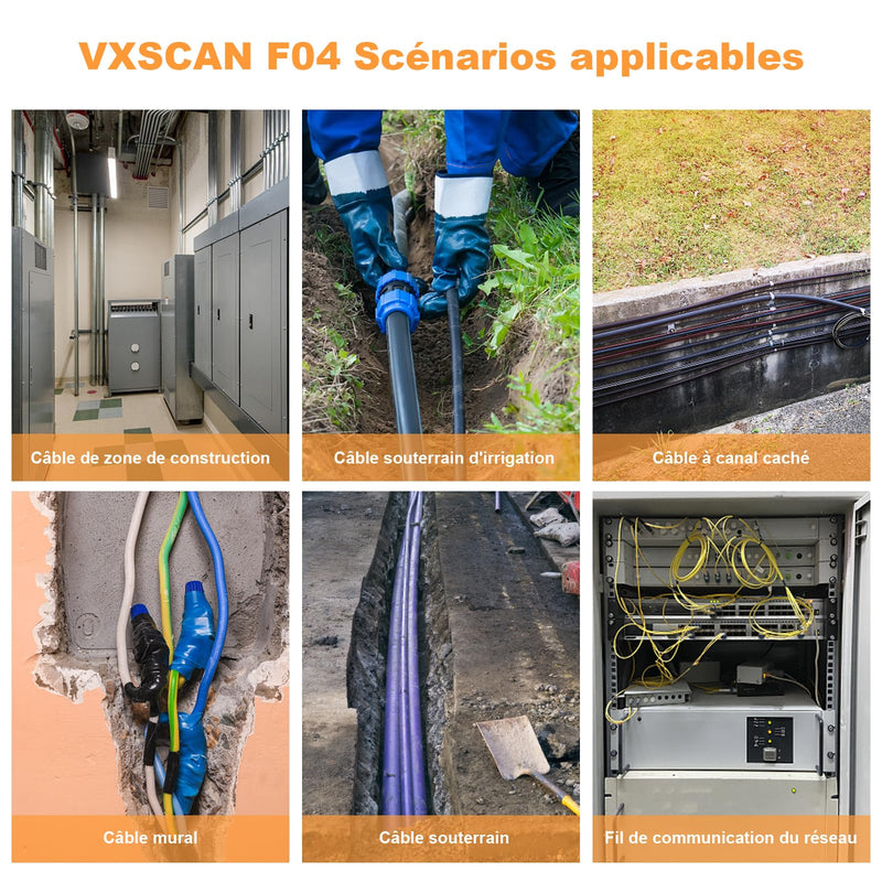 [Australia - AusPower] - VXSCAN F04 Underground Cable Locator, Cable Tester with Earphones, Non-Destructive Underground Wires for Finding Wires and Irrigation Wires of Animal Fences 