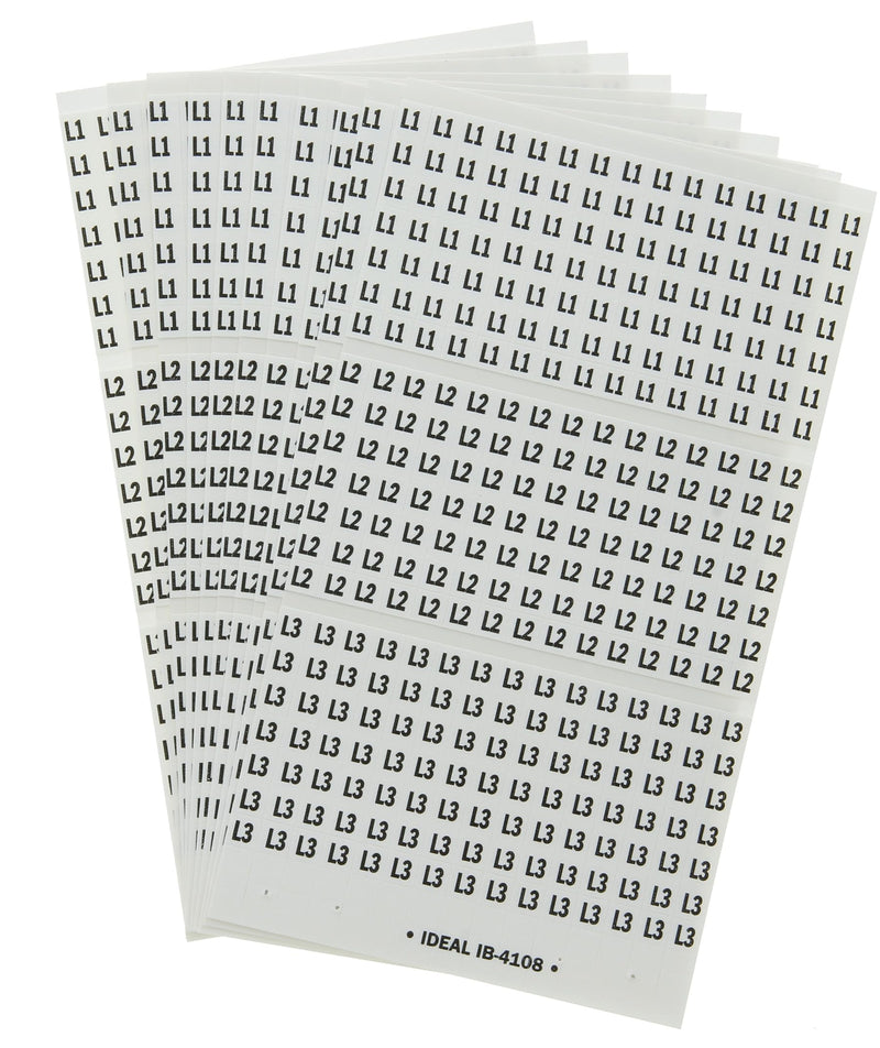 IDEAL INDUSTRIES 44-108 Wire Marker Booklet, Asst L1, L2, L3, 150 Each