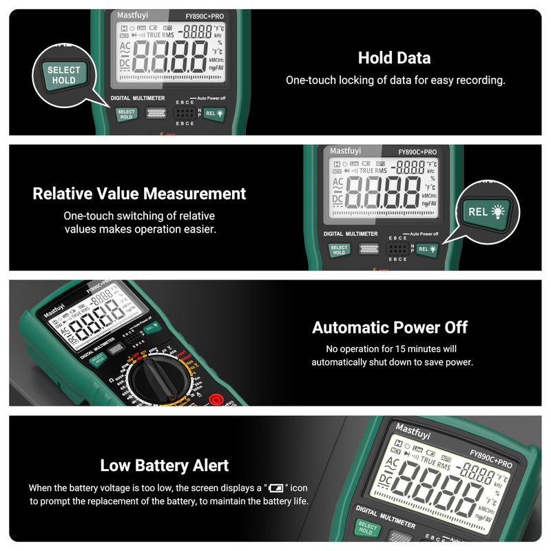 [Australia - AusPower] - Digital Multimeter, Solar Multimeter, Automotive Multimeter 2000V AC/DC Voltage, 20A AC/DC Current, Non-Contact Voltage Tester TRMS 6000 Smart Burnout-Proof Electrical Tester 