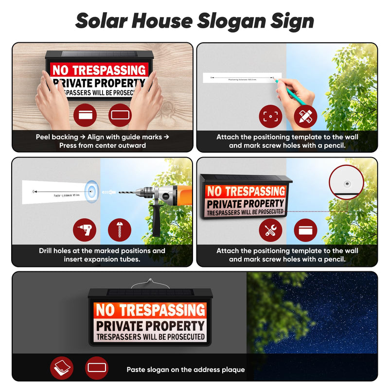 Warning Sign Light with Dual Color Modes, IP65 Waterproof Outdoor Security Sign for No Trespassing, Beware of Dog, Package Delivery 12"x6"