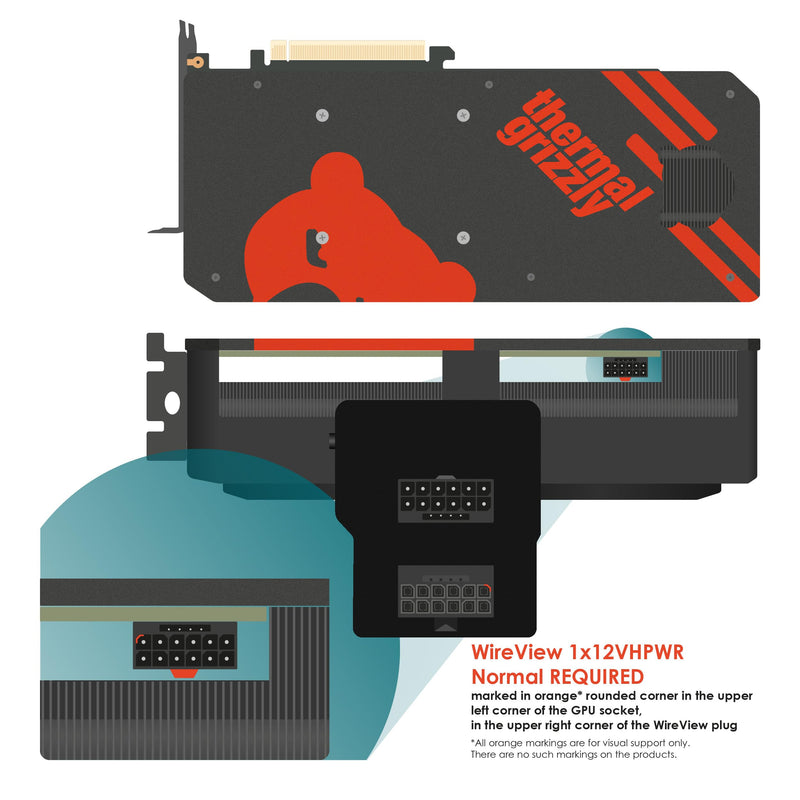 Thermal Grizzly WireView GPU - 1x12 VHPWR Normal - GPU Power Consumption Measuring Device - PCIe Power Connector - Real Time Direct Monitoring - Made in Germany TG-WV-H1N