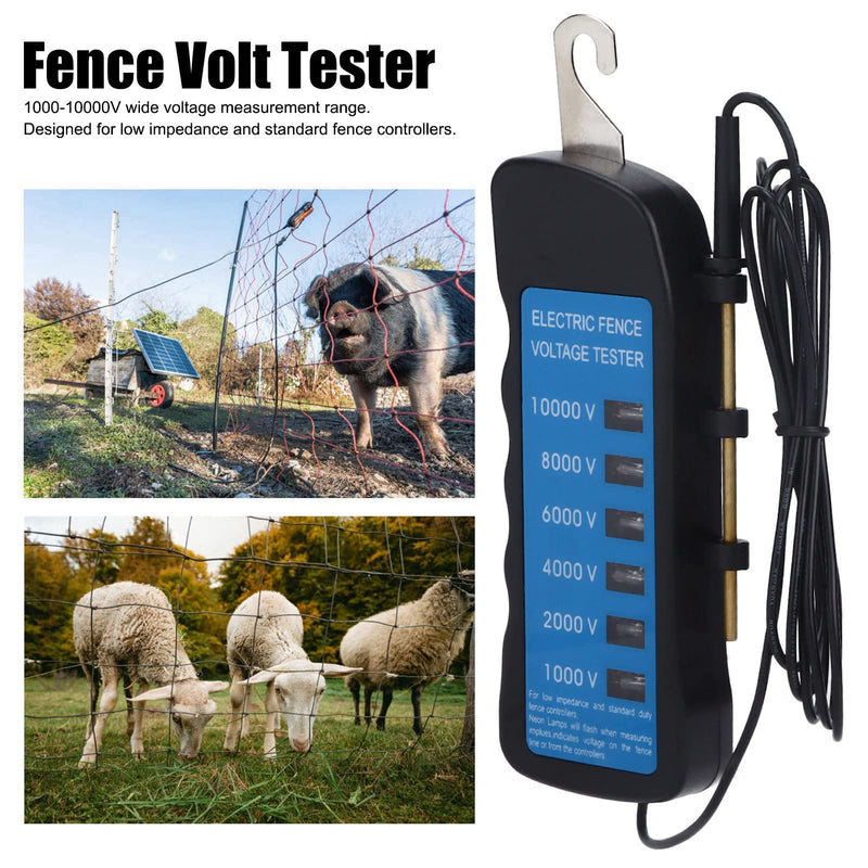 [Australia - AusPower] - Electric Fence Voltage Tester, Electric Fence Troubleshooter Voltmeter High Voltage 1000-10000V Garden Tools, Waterproof Portable Voltage Meter with 6-Piece Light for Farm 