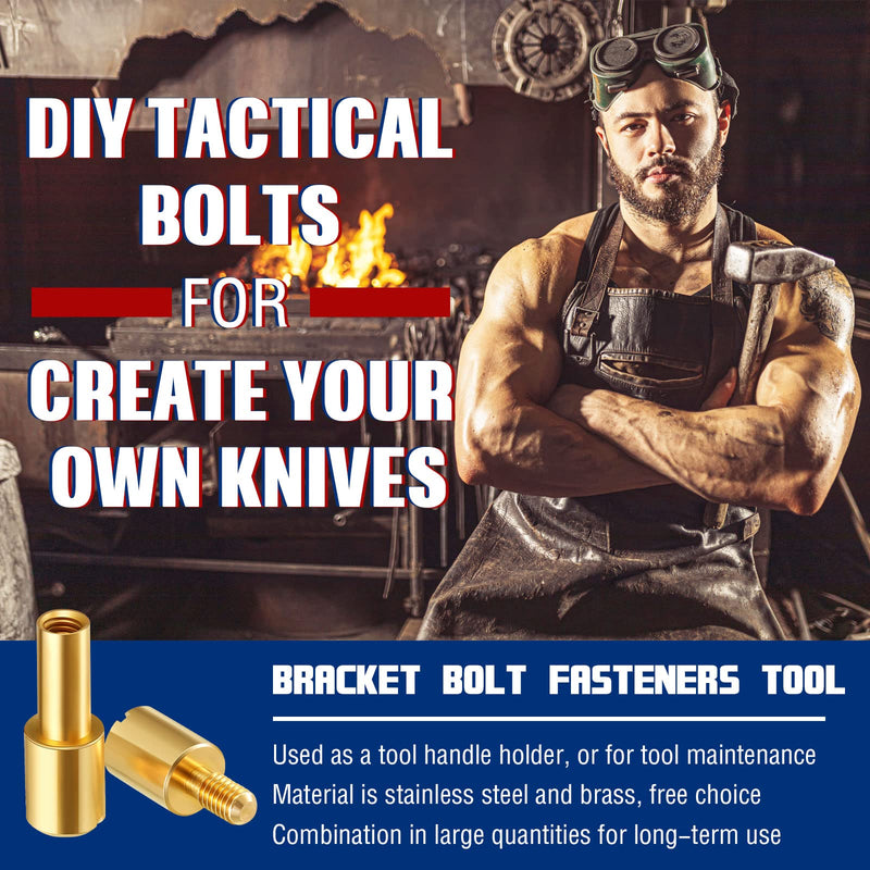 [Australia - AusPower] - 20 Sets Brass Bracket Bolt Fasteners and Stainless Steel Bracket Bolt Fasteners Tactical Lock Rivets Knife Making Supplies Knife Handle Pins Knife Screws for Knife Handles, Head Diameter 6 mm 