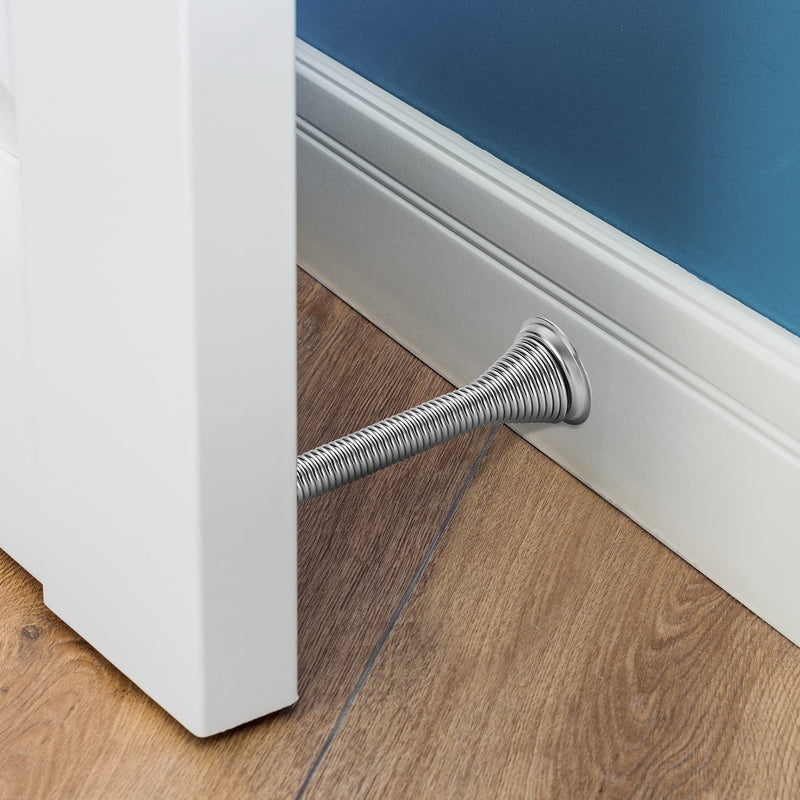 [Australia - AusPower] - Ravinte Door Stoppers, 12 Pack Spring Door Stops with Rubber Bumper, Satin Nickel Door Stoppers for Bottom of Door 