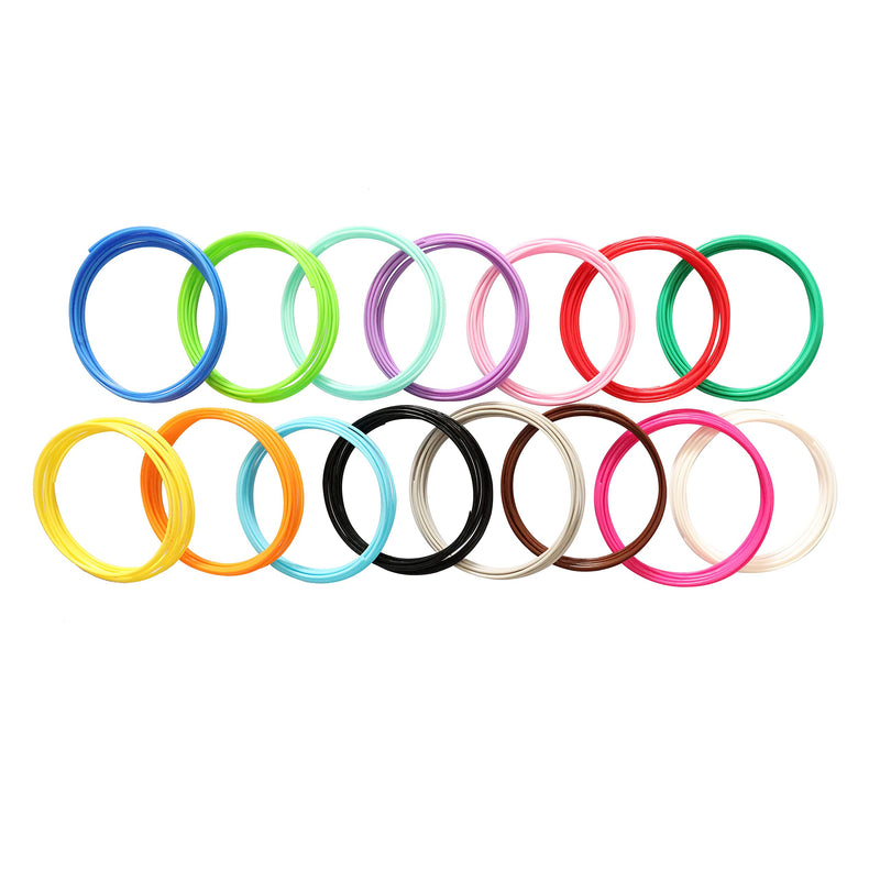 [Australia - AusPower] - 15 Bright Colors 1.75mm 3D Pen PLA Filament Refill, Each Color 10feet, Total 150 Feet 3D Pen/3D Printer PLA Sample Pack, Compatible with MYNT3D / SCRIB3D Printing Pen Pla 15 Most Popular Solid Colors Mixed 