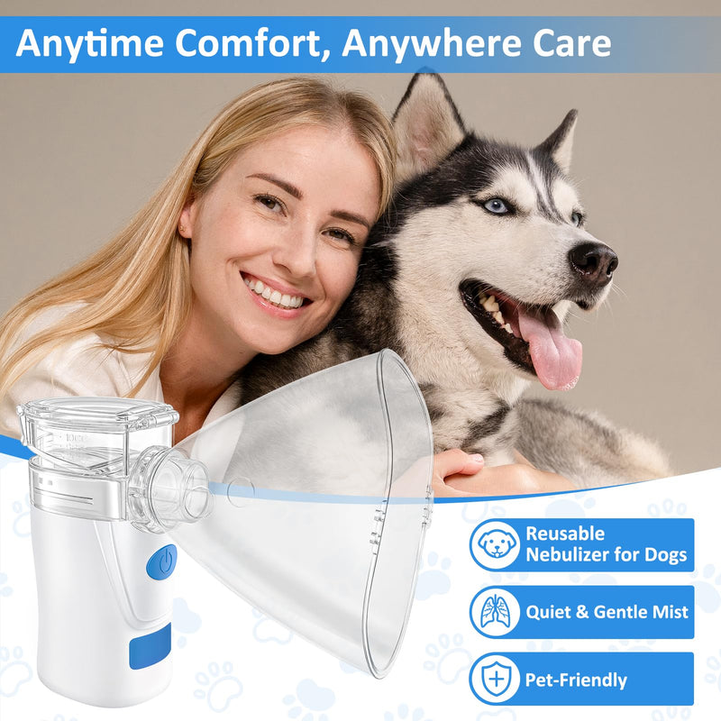 [Australia - AusPower] - Nebulizer for Dogs Handheld Dog Nebulizer – Portable Pet Device with Dog Mask, USB Rechargeable, Quiet Operation 