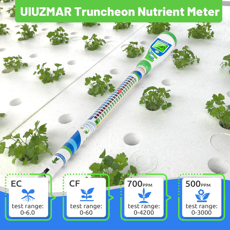 [Australia - AusPower] - UIUZMAR Digital Conductivity Tester (EC, ppm 500, ppm700, CF) PPM and EC Meter Truncheon Nutrient Meter with Light Indicator for Hydroponics Gardening, Hydroponics Growing Tent and Reservoir 