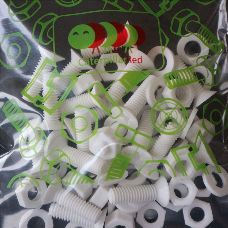 [Australia - AusPower] - 20 x White Countersunk Screws Polypropylene (PP) Plastic Nuts and Bolts, Washers, M6 x 20mm, Anti-Corrosion, Chemical Resistant, (15/64 x 25/32 in) 