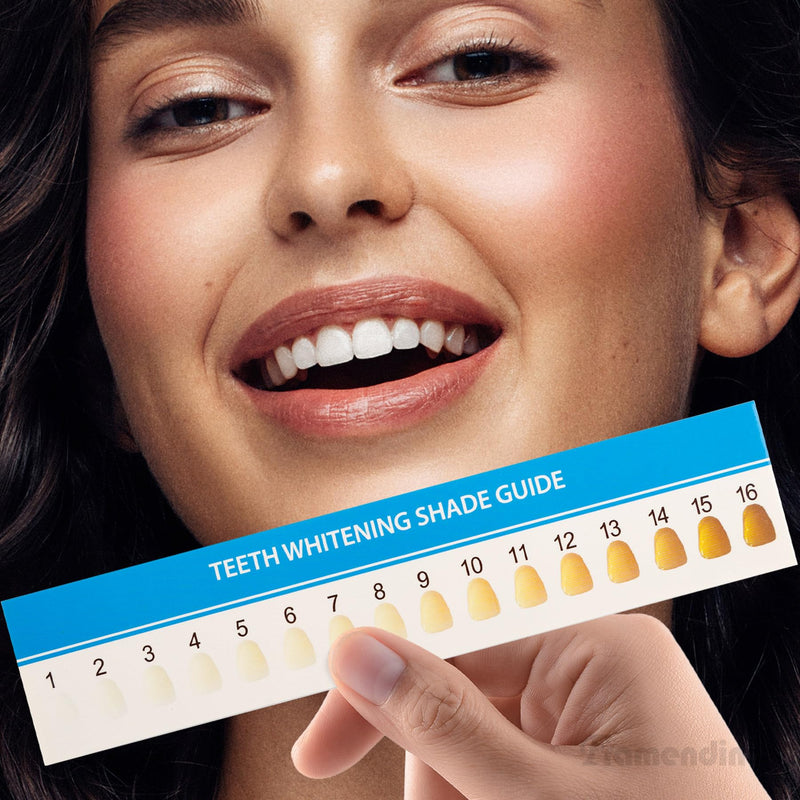 [Australia - AusPower] - Framendino, 50 Pack Paper Teeth Shade Guide Whitening Comparing Chart for Home Care 1 Count (Pack of 50) Rectangle 