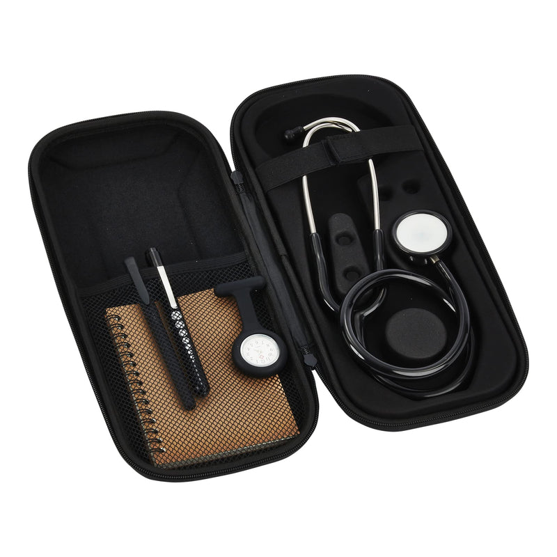 Stethoscope Bundle Kit | Includes Dual Head Stethoscope, Flashlight, Hard Stethoscope Case, Pen and A6 Notepad | For Nurses, Medical Students