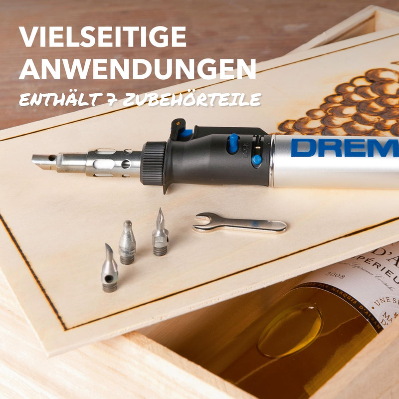 Dremel 2000 VersaTip Soldering Iron - Burning Iron and Soldering Set (with 7 Interchangeable Tips for Soldering, Hot Cutting, Welding, Pyrography, Wood Engraving, Jewelery Making) New Dremel Versatip Creative Edition 2000-7
