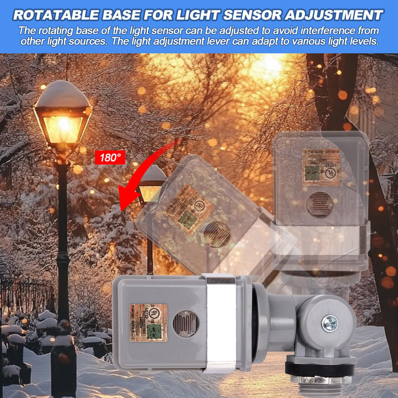[Australia - AusPower] - 2 Packs Swivel Mount Outdoor Photocell Sensor, Photoelectric Switch for Back Yard Lighting 