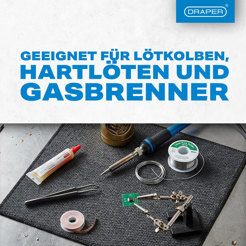 Draper 30309 Soldering Mat (Asbestos Free) | Asbestos free heat resistant mat protects work areas and soldering stations from gas burners, durable soldering mat