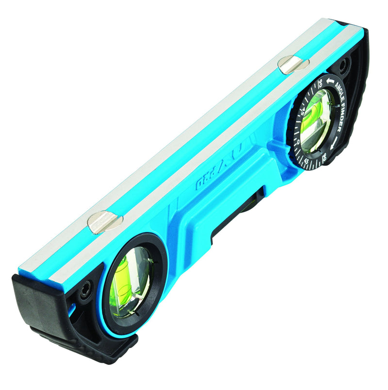 [Australia - AusPower] - OX Tools Pro 10 inch Magnetic Torpedo Level - Adjustable 3-Vial Aluminum Level with V-Groove Base - PVC Shock Absorbing End Caps with Angle Finder Vial - OX-P027210 