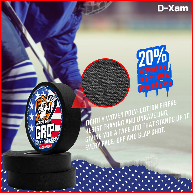 D-Xam Hockey Tape Black Grip Tape 2 Roll Athletic Sports Tape 1inch Multipurpose Cloth Tape for Lacrosse Stick Handles Pullup Bars Tools Fingers Water-Resistan Protect from Scratches Smudges Orange