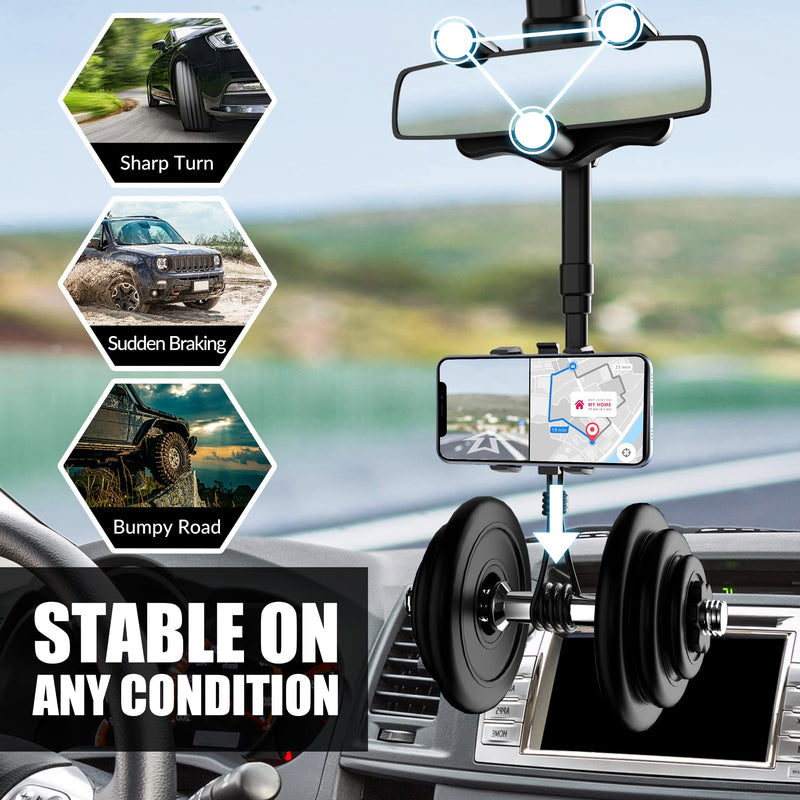 [Australia - AusPower] - SXhyf Rear View Mirror Phone Holder, 2023 Rotatable and Retractable, Universal Mount, Cell Car Fit for iPhone 11 12 13 14 Pro Max Samsung All Phone 