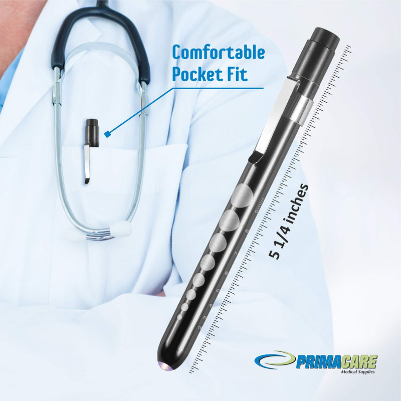 [Australia - AusPower] - Primacare DL-9326 Aluminum Diagnostic Reusable Penlights | Pupil Gauge | 6-Inch LED Medical Pen Light | Professional Medical Supplies for EMT, Nurses, Doctors, Dentists & Hospitals | Multicolor 3 Pack 