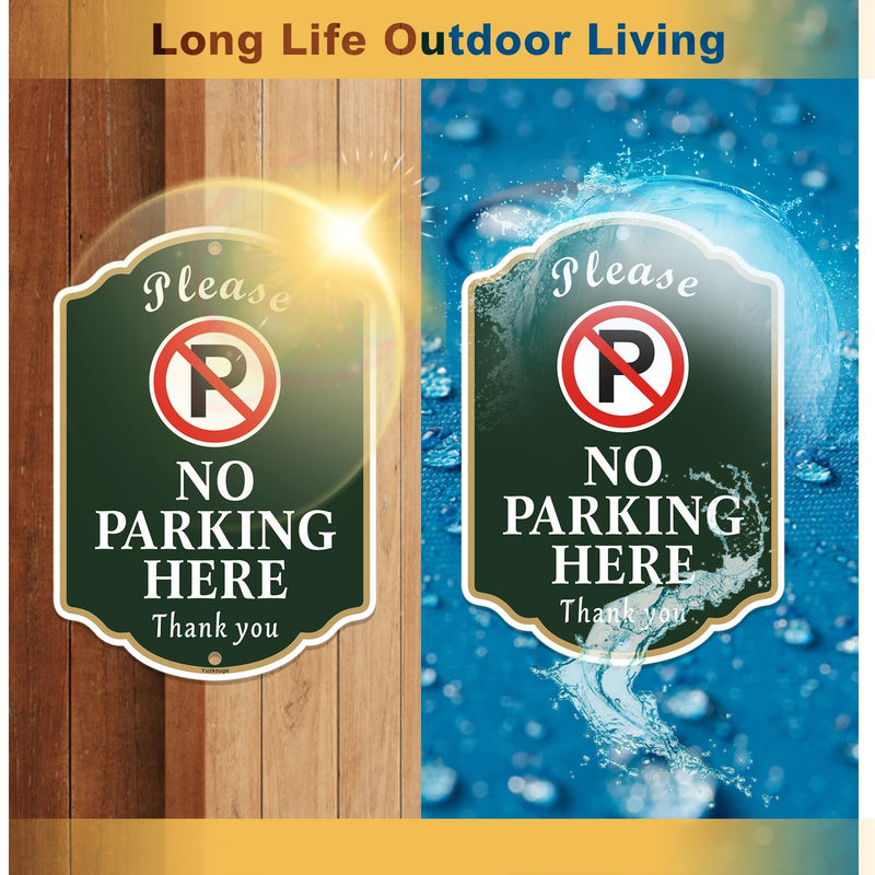 Please No Parking Here Sign - 2 Pack, 10” x 14” Rust Free Aluminum Private Drive Sign, Weatherproof, Fade Resistant, Easy Mounting.