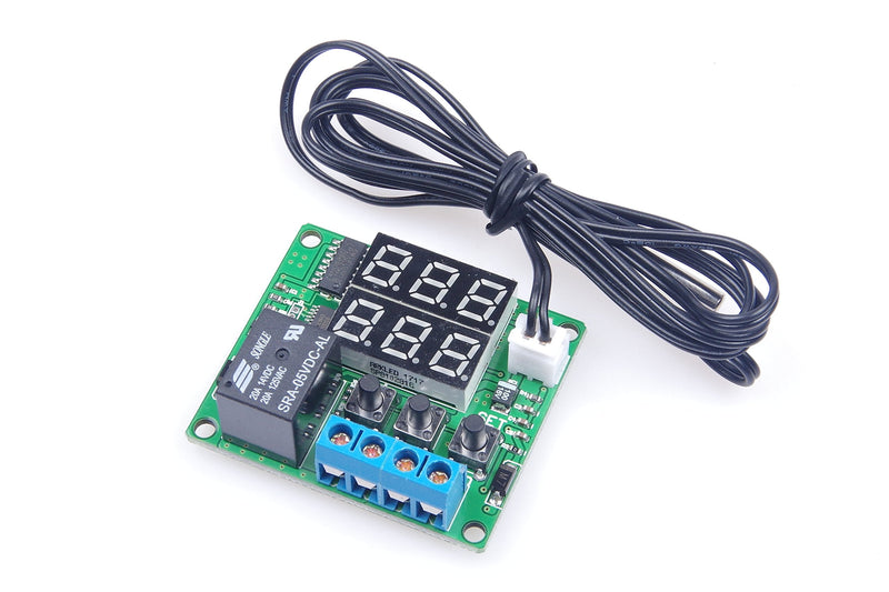 [Australia - AusPower] - DC 5V Digital Thermostat Module -58℉ to 257℉ Fahrenheit Temp Display Temperature Controller Board with 20A Relay Waterproof Sensor Probe Dual LED Display Red Green 