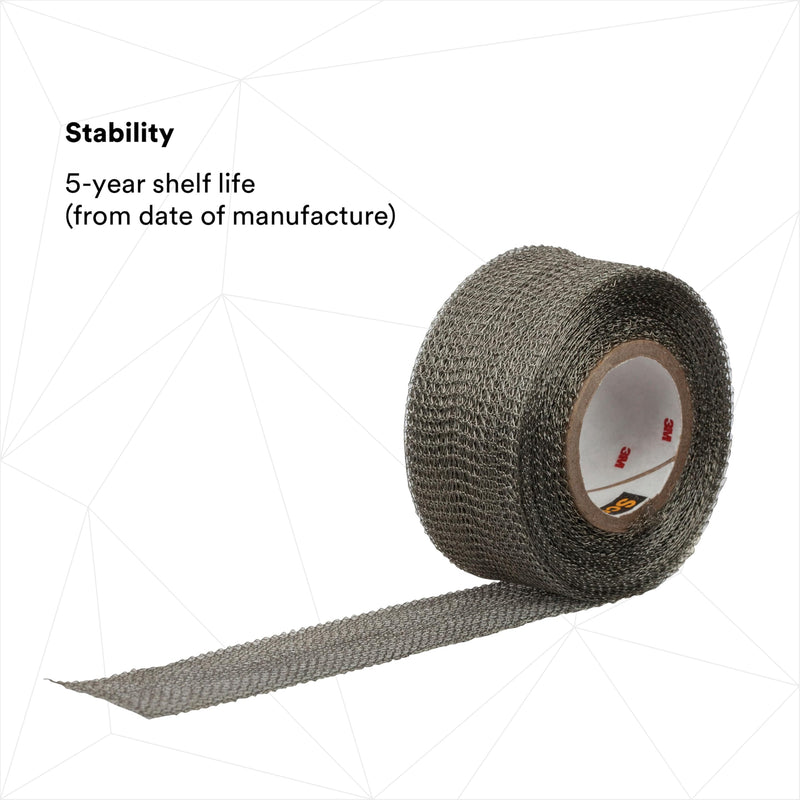 3M Scotch Electrical Shielding Tape 24, 1 in x 15 ft (25 mm x 4.6 m), Tinned Copper, Open-weave, Shielding Braid Tape, 1 roll