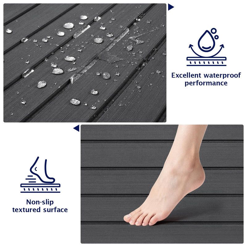 EVA Foam Boat Flooring 96"x16.8", 48"x16.8" Self-Adhesive Sea Deck Flooring, Non-Slip Traction Marine Decking Sheet Mat for Pontoon, Jon Boat, Kayak, Surfboard & Rubber Boat,Camo/Brown/Gray Dark Gray 48''x16.8''-5.6sqft