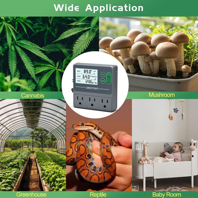 [Australia - AusPower] - Dual Probe Temperature & Humidity Controller, Independent Sensors for Precise Temperature and Humidity Control, Compatible with Humidifiers, Dehumidifiers, Heating & Cooling Systems 