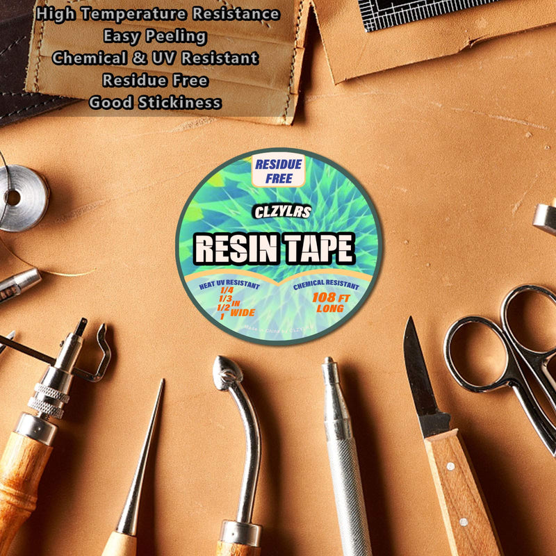 CLZYLRS 4 Rolls Resin Tape for Epoxy Resin Molding-Silicone Thermal Adhesive Tape-Easy Peeling (1inch & 3/4inch & 1/2inch & 1/4 inch) Green 108 FT Long (1inch & 3/4inch & 1/2inch & 1/4 inch)