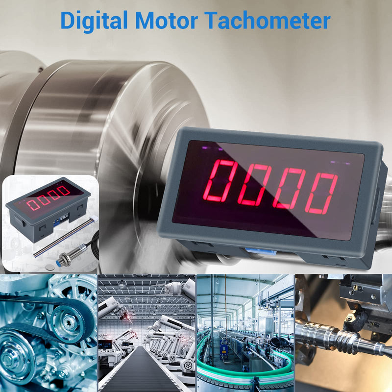 [Australia - AusPower] - Digital LED Tachometer, Icstation RPM Speed Meter AC 110V 220V Digital Motor Tachometer with Hall Proximity Switch Sensor NPN for Lathes, Conveyor Belts, Quality Inspection Machines 