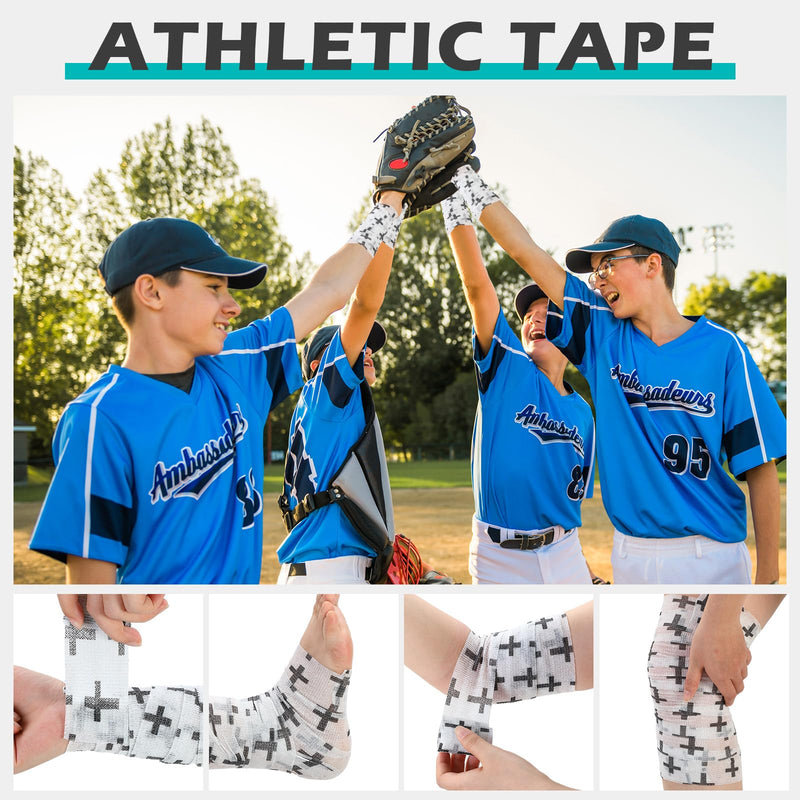TrelaCo 2 Pcs Cross Tape Christian Athletic Tape 2IN X 15FT Elastic Wrist Wrap for Baseball Soccer Football Gymnastic Non Woven Jesus Self Adhesive Bandage Sport Bandage Wrap for Wrist, Feet (White) White