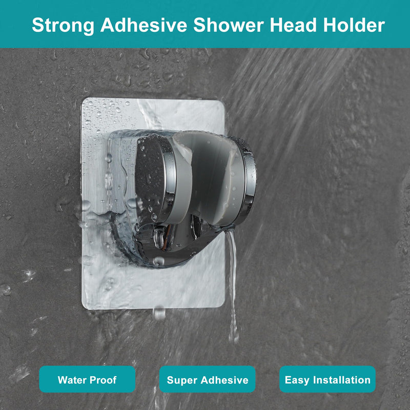 GwernKB RV Shower Head with Hose,5-mode High Pressure Shower Head with On Off Switch Water Saving for Camper, No Drilling Wall Mount Handheld Shower Holder and Adhesive Hose Guide Ring (Silver) Silver
