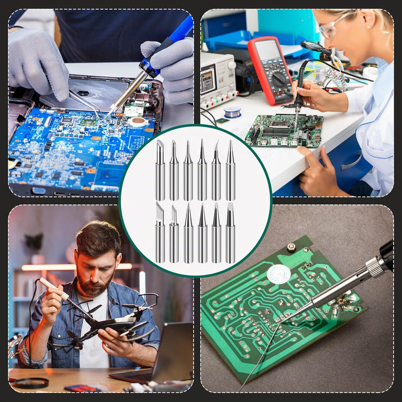 LPZMPZ Soldering Iron Set, 900 m Soldering Tips, Soldering Iron Tips, Lead-Free Soldering Tip, Compatible with Hakko, Yihua, Atten & More, for Soldering Station, Welding, Soldering etc. (Silver) (900M-T) 900M-T