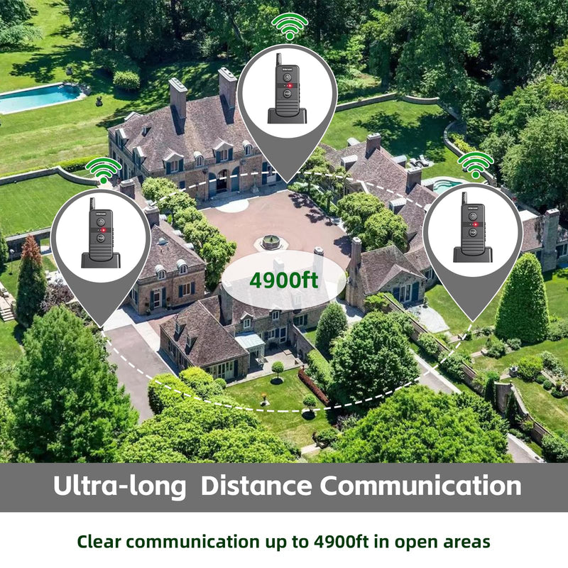 [Australia - AusPower] - Wireless Intercoms System for Home, 4900ft Communication Intercom Range IP44 Waterproof 1-16 Channel for House Business Office Hospital Hotel Factory (2 Packs, Black) Black/2 Indoor unit 